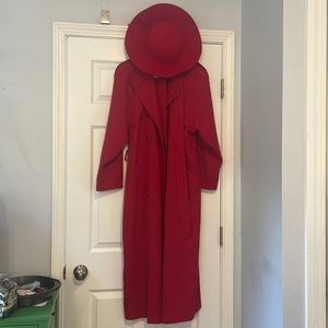 Carmen SanDiego costume! Red trench coat and felt hat.